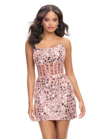 4757 Strapless Mirror Cocktail Dress with Exposed Corset Boning