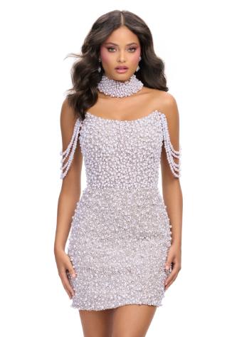 4758 Fully Beaded Cocktail Dress with Pearls and Crystals