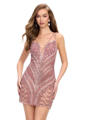 4760 Fully Beaded Cocktail Dress with Plunging Neckline and Beaded Straps