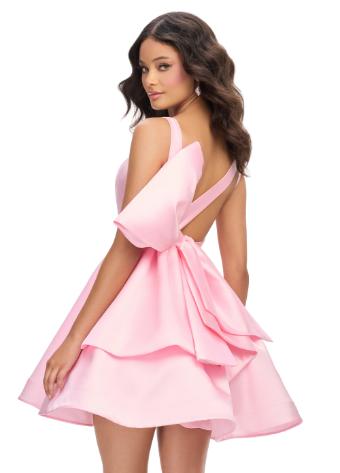 4781 V-Neck Mikado Cocktail Dress with Back Bow