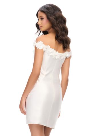 4784 Mikado Off Shoulder Cocktail Dress with Flower Detail