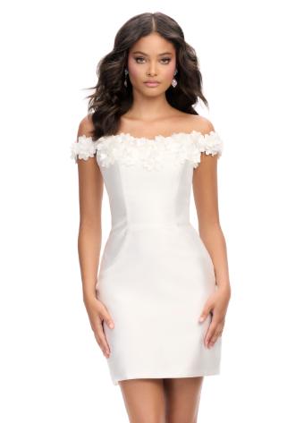 4784 Mikado Off Shoulder Cocktail Dress with Flower Detail