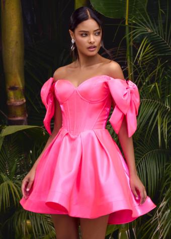 4788 Off The Shoulder Cocktail Dress with an A-Line Skirt and Bows