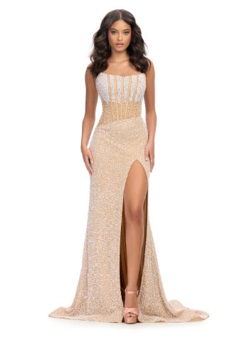 11659 Strapless Fully Beaded Gown with Corset Bustier