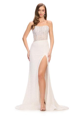 11659 Strapless Fully Beaded Gown with Corset Bustier