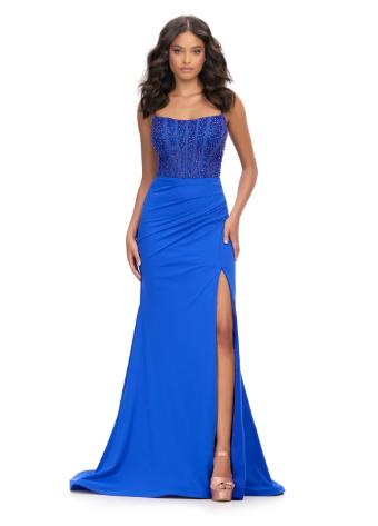 11664 Jersey Lace Up Back Corset Gown