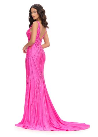 11693 Spaghetti Strap Jersey Gown with Press On Stones and V-Back