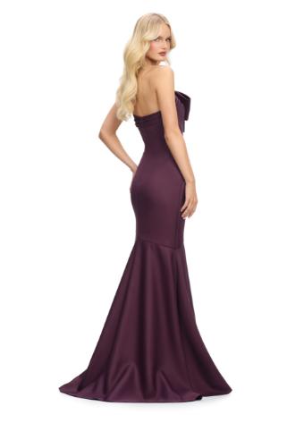 11696 One Shoulder Satin Gown with Bow