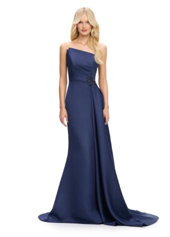 11700 Strapless Satin Gown with Side Skirt