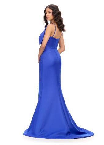 11702 Spaghetti Strap Satin Gown with Oversized Bow