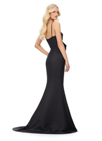 11702 Spaghetti Strap Satin Gown with Oversized Bow