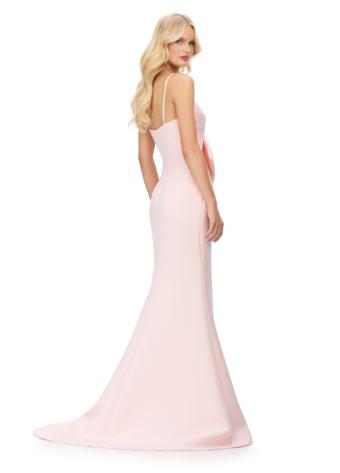 11702 Spaghetti Strap Satin Gown with Oversized Bow