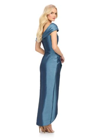 11719 Off Shoulder Draped Taffeta Gown