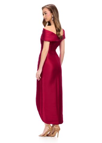 11719 Off Shoulder Draped Taffeta Gown