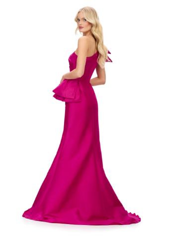 11722 One Shoulder Taffeta Gown with Ruffle Detail