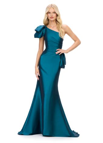 11722 One Shoulder Taffeta Gown with Ruffle Detail