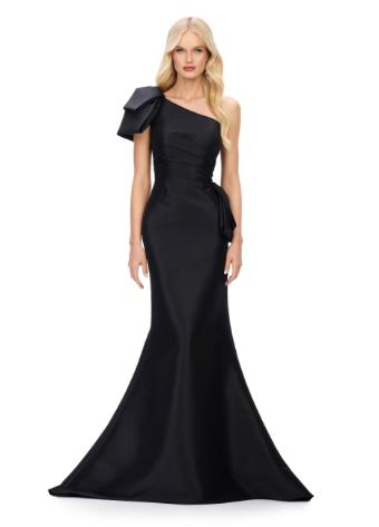 11722 One Shoulder Taffeta Gown with Ruffle Detail