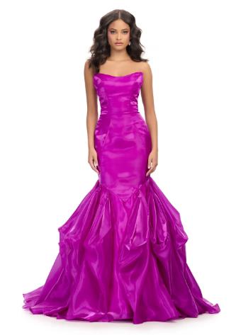 11733 Strapless Shiny Organza Gown