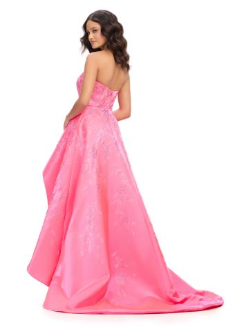 11734 Strapless High-Low Satin Gown with Press On Stones