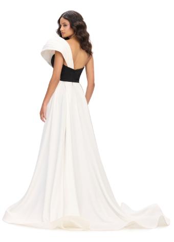 11735 One Shoulder Satin Gown with Overskirt