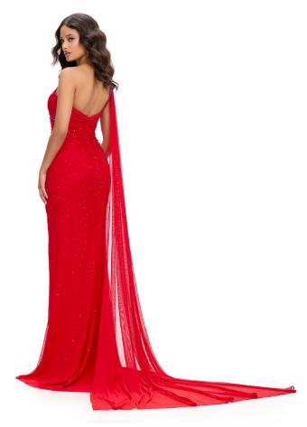 11736 One Shoulder Gown with Press On Stones and Cape