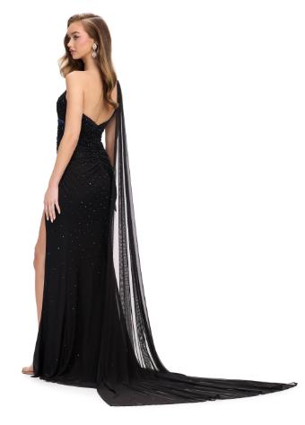 11736 One Shoulder Gown with Press On Stones and Cape