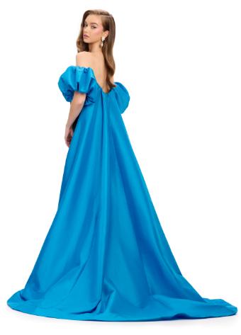 11738 Velvet Strapless Gown with Taffeta Cape and Puff Sleeves