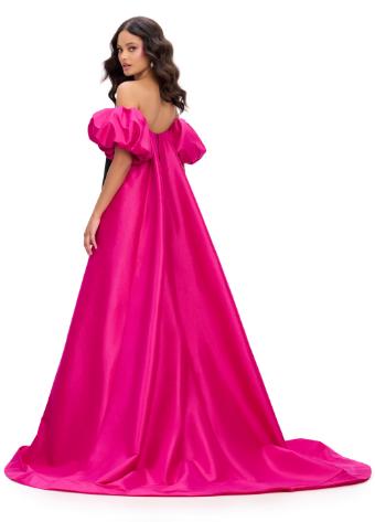 11738 Velvet Strapless Gown with Taffeta Cape and Puff Sleeves