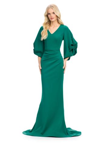 11740 Long Sleeve Scuba Gown with Balloon Sleeves