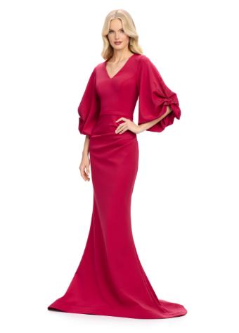 11740 Long Sleeve Scuba Gown with Balloon Sleeves