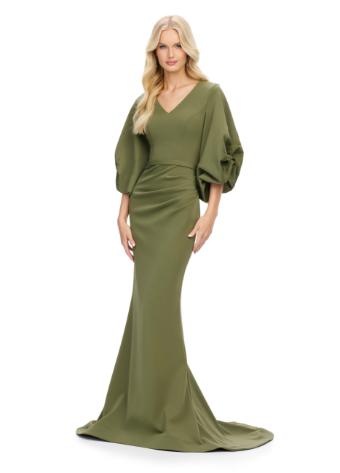 11740 Long Sleeve Scuba Gown with Balloon Sleeves