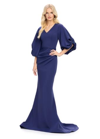 11740 Long Sleeve Scuba Gown with Balloon Sleeves