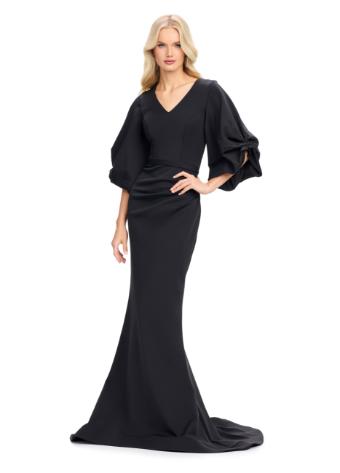 11740 Long Sleeve Scuba Gown with Balloon Sleeves