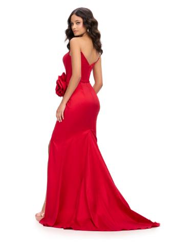 11752 Strapless Taffeta Gown with Left Leg Slit and Sweep Train