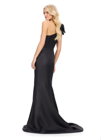 11759 Satin One Shoulder Gown with Oversized Bow and Left Leg Slit