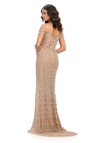 11765 Off Shoulder Fully Beaded Gown with Left Leg Slit