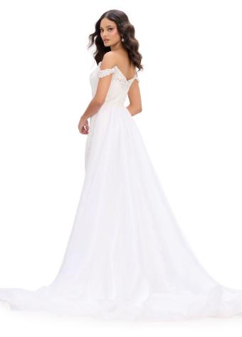 11767 Fully Beaded Gown with Off Shoulder Sleeves and Overskirt