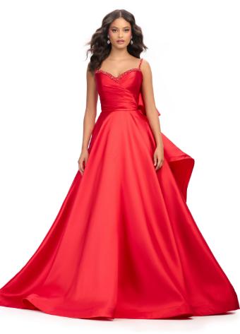 11769 Satin Ball Gown with Sweetheart Neckline and Oversized Bow