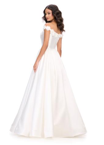 11771 Off Shoulder Ball Gown with Flower Detail and A-Line Skirt