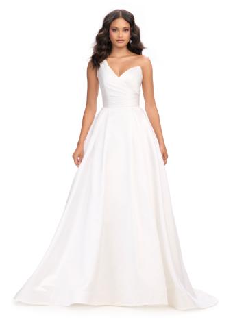 11772 One Shoulder Draped Mikado Ball Gown with A-Line Skirt