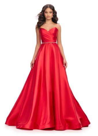 11773 Strapless Mikado Ball Gown with Beaded Belt and Sweetheart Neckline