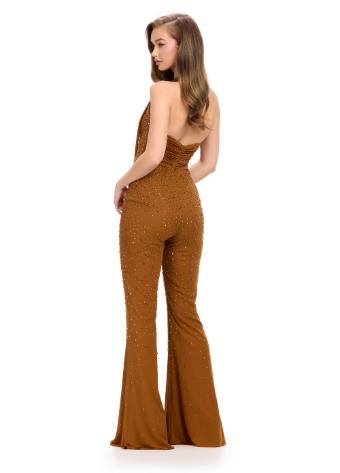 11775 Halter Style Jumpsuit with Press On Stones